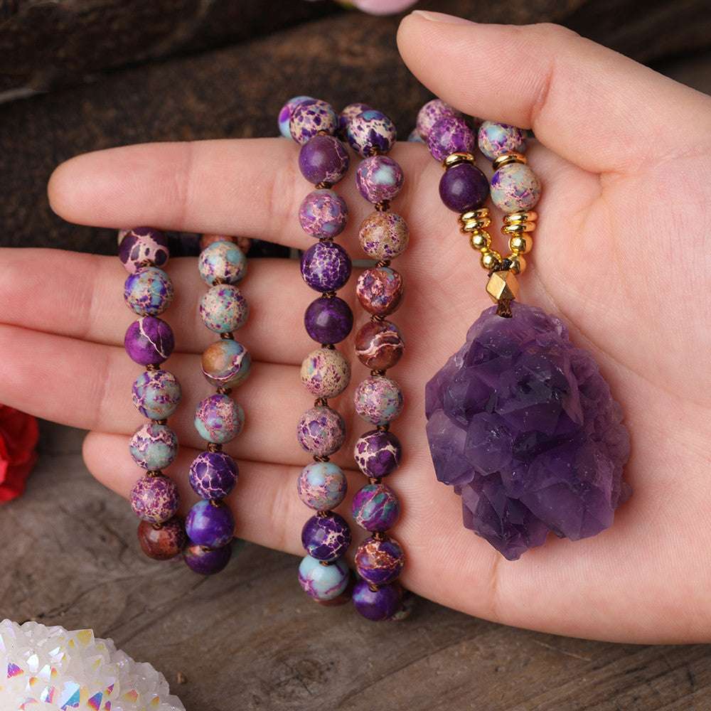 Natural Amethyst Quartz Chunky Mandala Beads