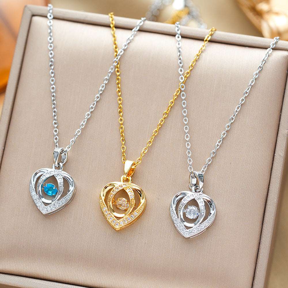 Heart-shaped Rhinestone Necklace