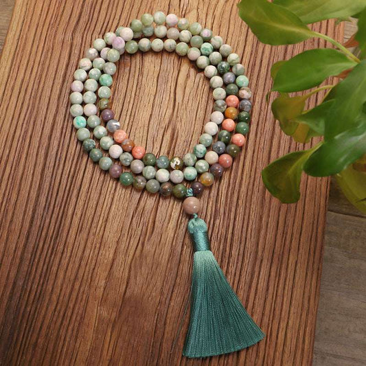 108 Natural Stone Tassel Necklace