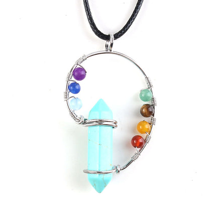 Natural stone seven chakra pendant Blue Sand Stone