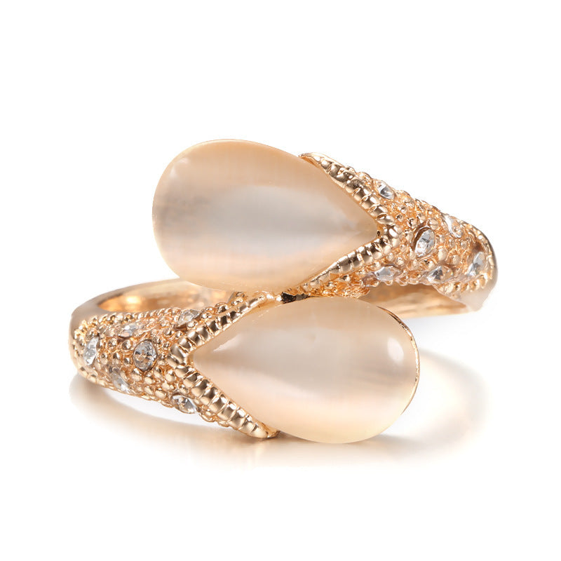 White Gemstone Teardrop Ring