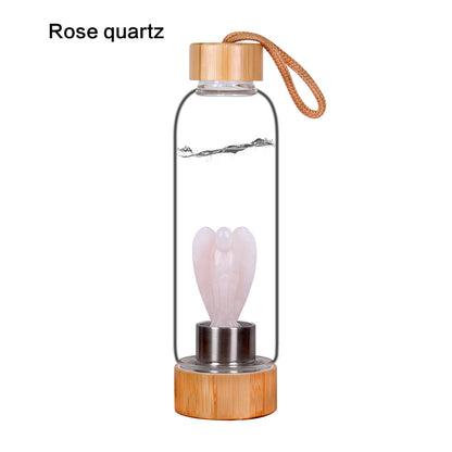 Decorative Energy Glass Tea Cup Sports Water Bottle Pink crystal 550ml