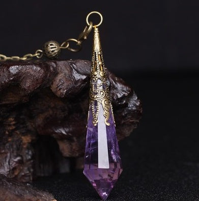 Six-Pointed Star Crystal Pendant Necklace Amethyst