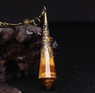 Six-Pointed Star Crystal Pendant Necklace Tiger eye