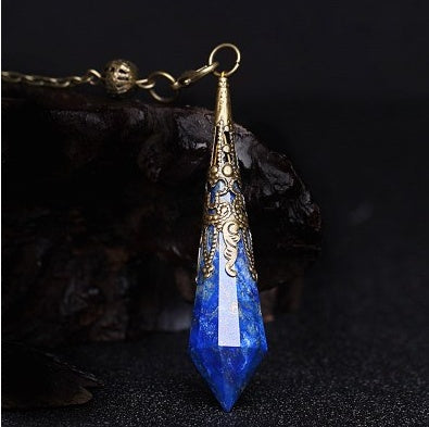 Six-Pointed Star Crystal Pendant Necklace Lapis lazuli