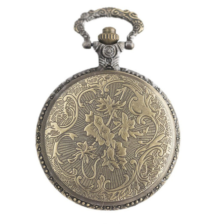 Retro Rose Clock Tower Pocket Watch Necklace