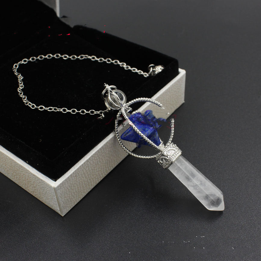 Natural Gemstones Merkaba Pendulum Healing Crystal Blue