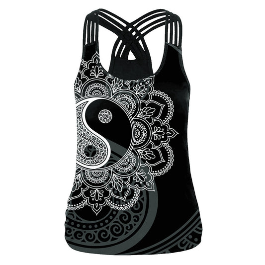 Mandala Printed Cross - Back Vest For Ladies