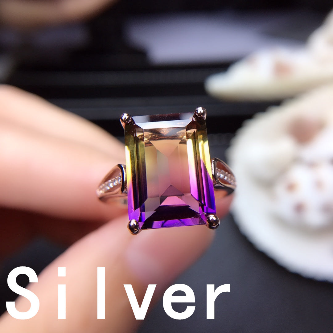 Classic Amethyst Ring Gradient Colour Silver