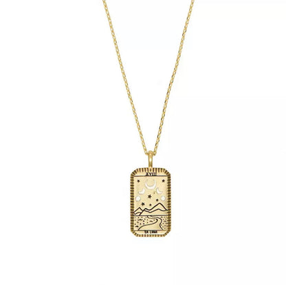 Tarot Power La Luna Gold Necklace B Golden