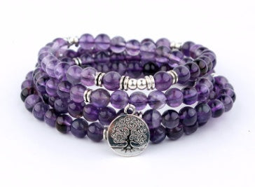 Natural Stone Rosary Bracelet Purple life tree 1