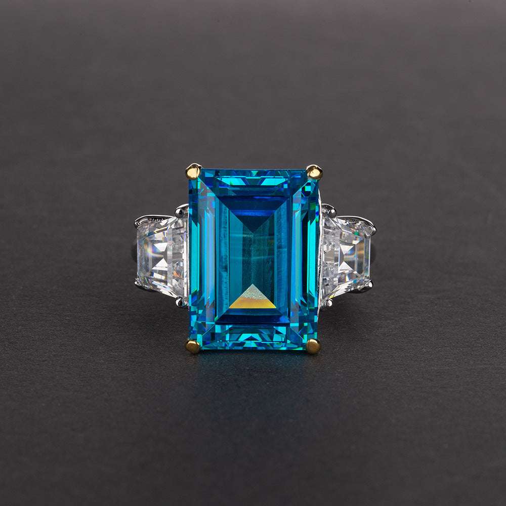 Gemstone ring rectangle blue