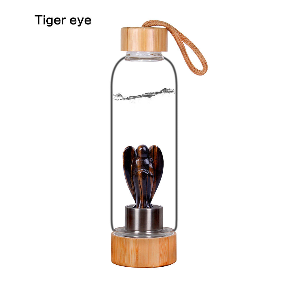 Decorative Energy Glass Tea Cup Sports Water Bottle Tigers eye 550ml