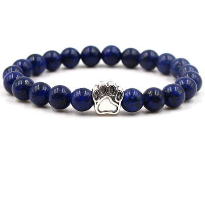 Lapis Lazuli Alloy Dog Footprint Elastic Bracelet 3