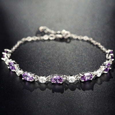 Silver Bracelet Amethyst Purple