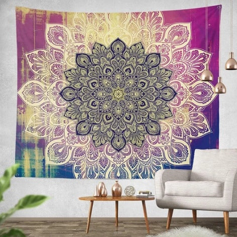 Magenta Ombre Mandala Tapestry 150×130cm