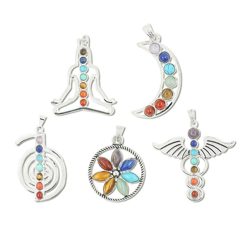 Yoga Seven Chakra Semi-Precious Stone Pendant