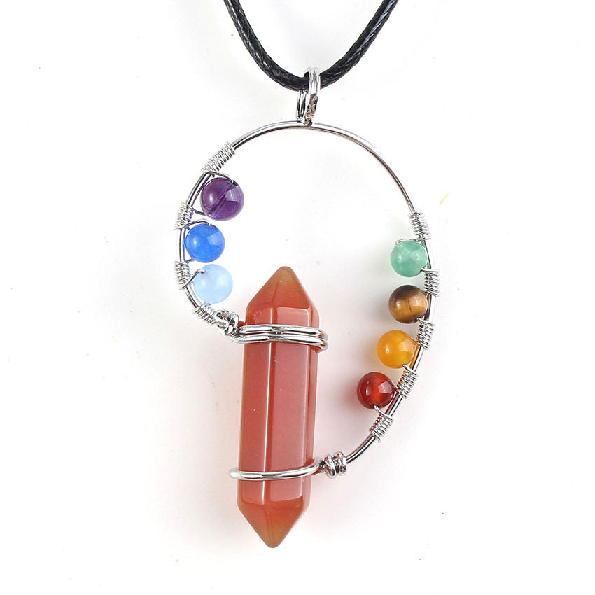 Natural stone seven chakra pendant Red Agates