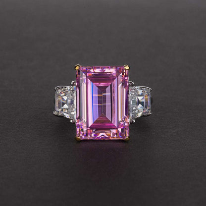 Gemstone ring rectangle Pink