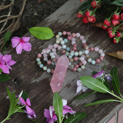 Natural Quartz Double Point Pendant Necklace