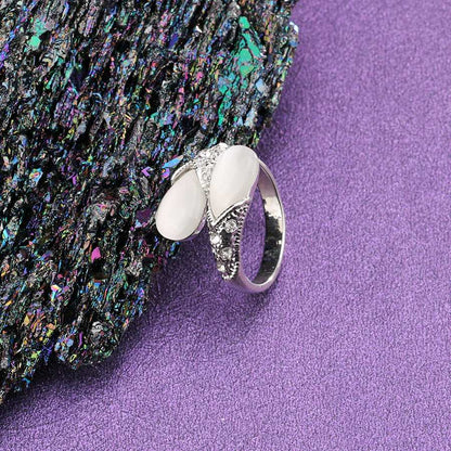 White Gemstone Teardrop Ring