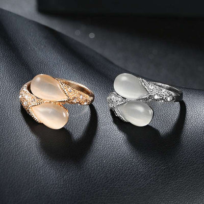 White Gemstone Teardrop Ring