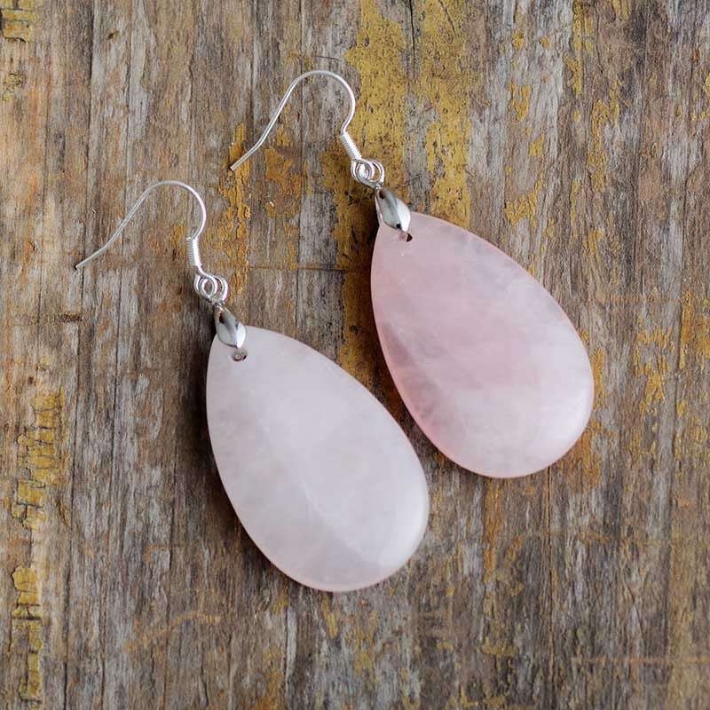 Teardrop Gemstone Earrings Pink