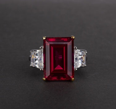 Gemstone ring rectangle gules