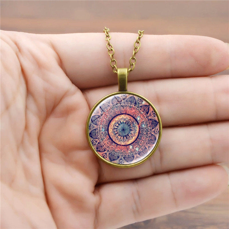 Yoga Mandala Flower Time Gemstone Necklace