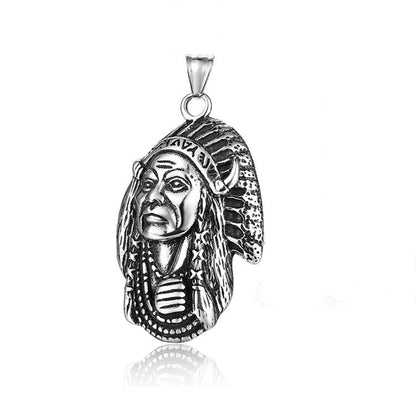 Indian Tribe Legend Chieftain Titanium Steel Necklace Single pendant