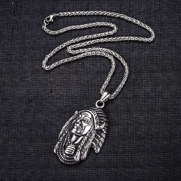 Indian Tribe Legend Chieftain Titanium Steel Necklace