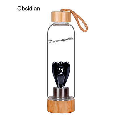 Decorative Energy Glass Tea Cup Sports Water Bottle Obsidian 550ml