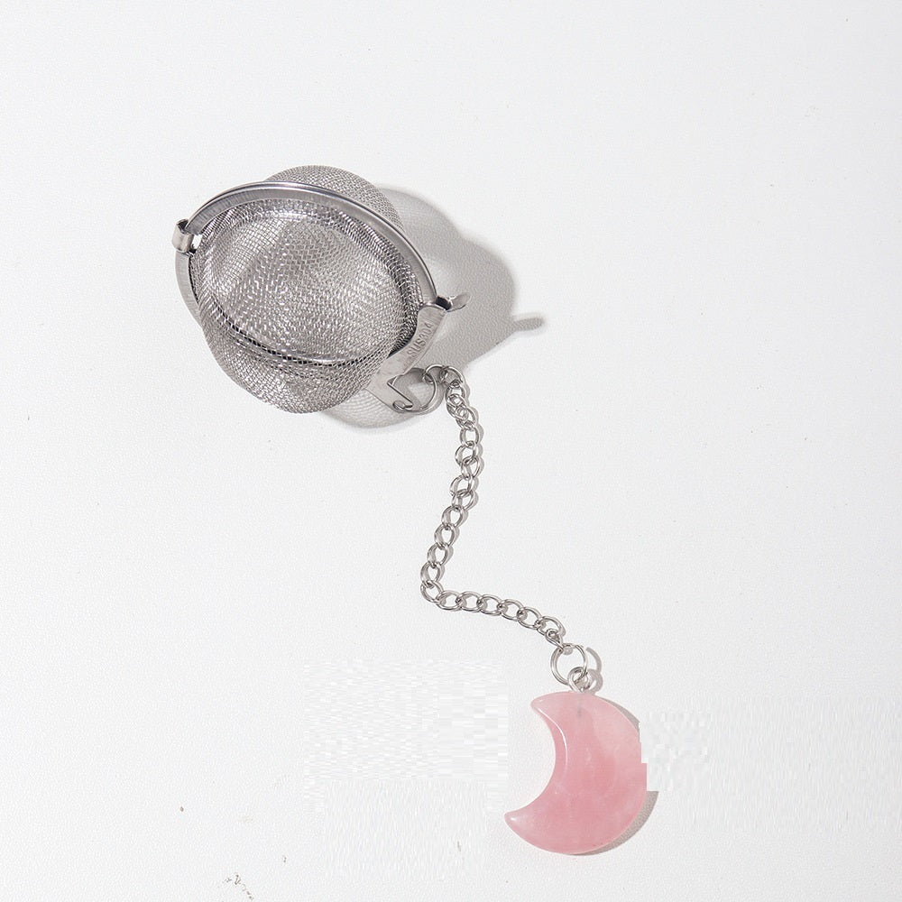 Natural Moon Crystal 304 Stainless Steel Tea Strainer Pink