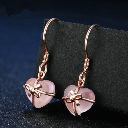 Rose Quartz Bowknot Earrings