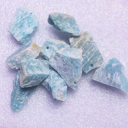 Natural Crystal Raw Crushed Stone Amethyst With Holes Amazonite