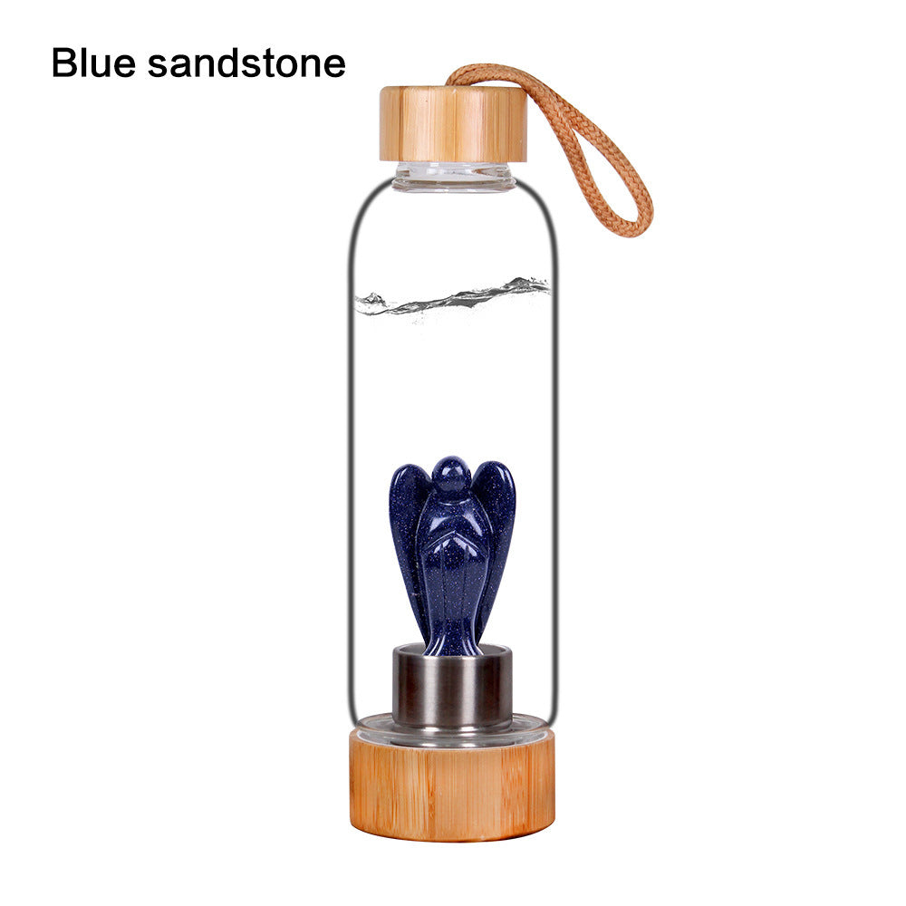 Decorative Energy Glass Tea Cup Sports Water Bottle Blue sandstone 550ml