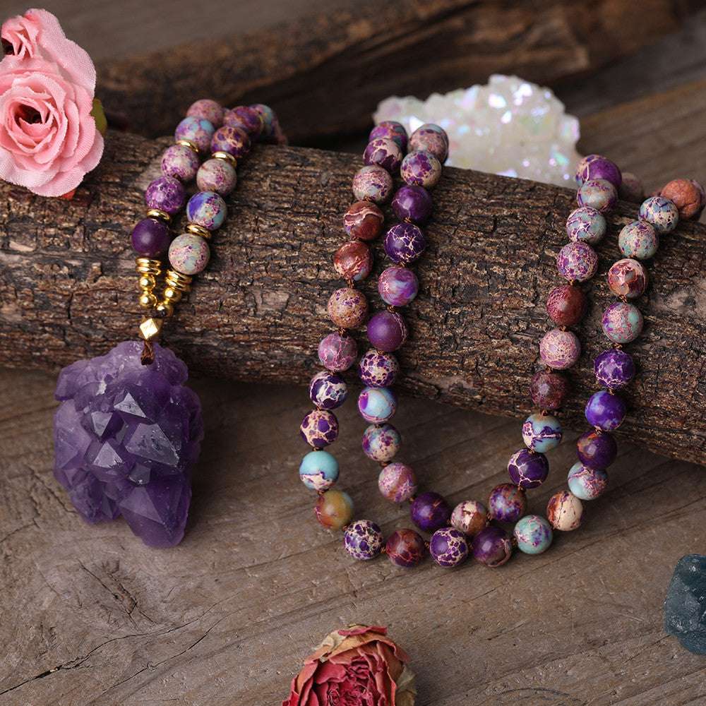 Natural Amethyst Quartz Chunky Mandala Beads