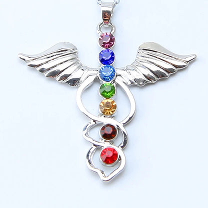 Yoga Seven Chakra Semi-Precious Stone Pendant Style A53x50mm