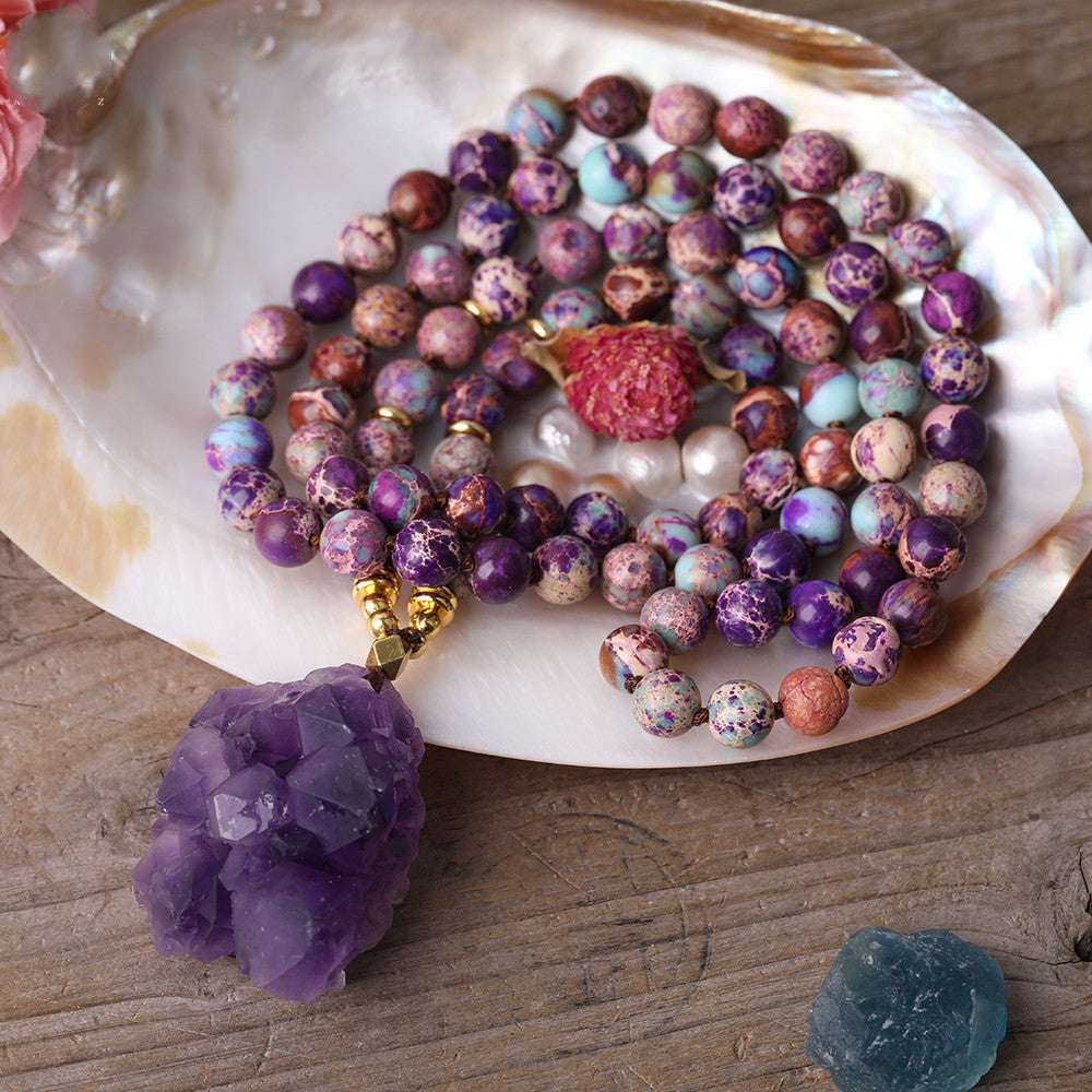 Natural Amethyst Quartz Chunky Mandala Beads