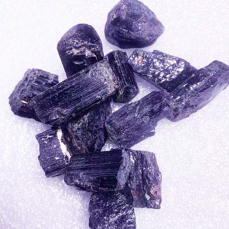 Natural Crystal Raw Crushed Stone Amethyst With Holes Black Tourmaline