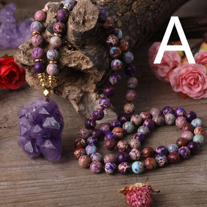 Natural Amethyst Quartz Chunky Mandala Beads A