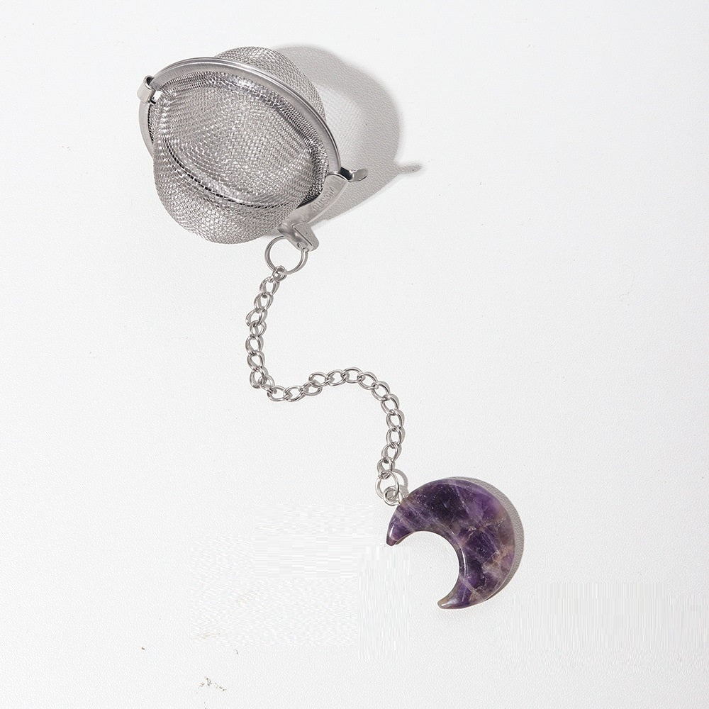 Natural Moon Crystal 304 Stainless Steel Tea Strainer Purple