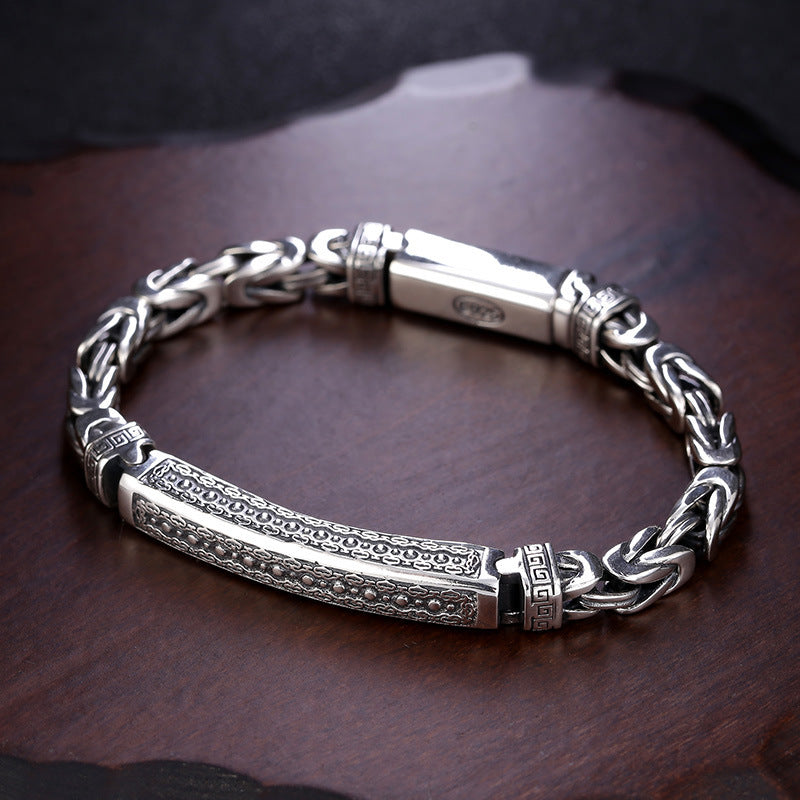 Retro Fashion Peace Pattern Men's Bracelet Thick Style