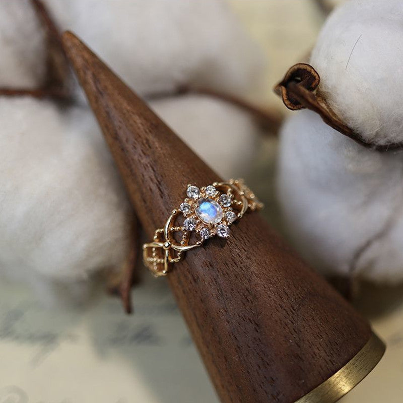 Crystal Moonstone Mesh Ring