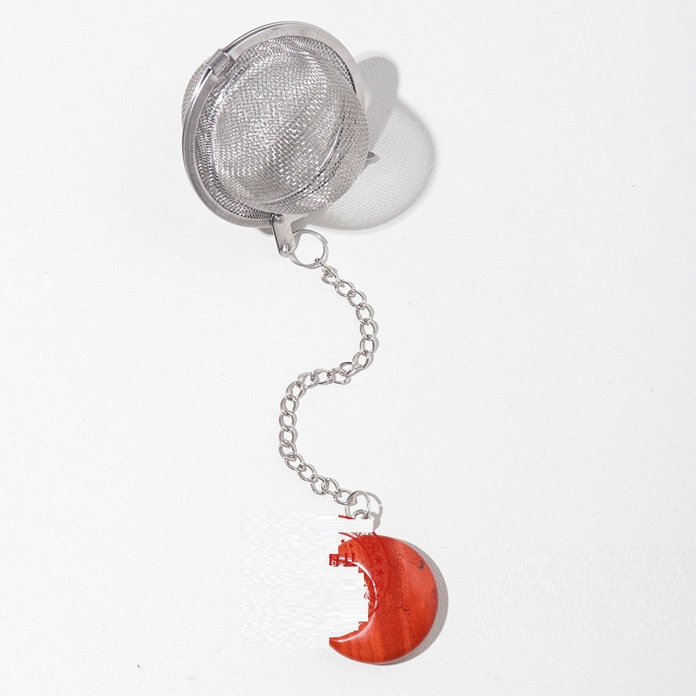 Natural Moon Crystal 304 Stainless Steel Tea Strainer 03Red